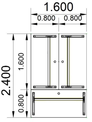 Schreibtisch-Arbeitsplatz G1S für 3 Personen Stellfläche